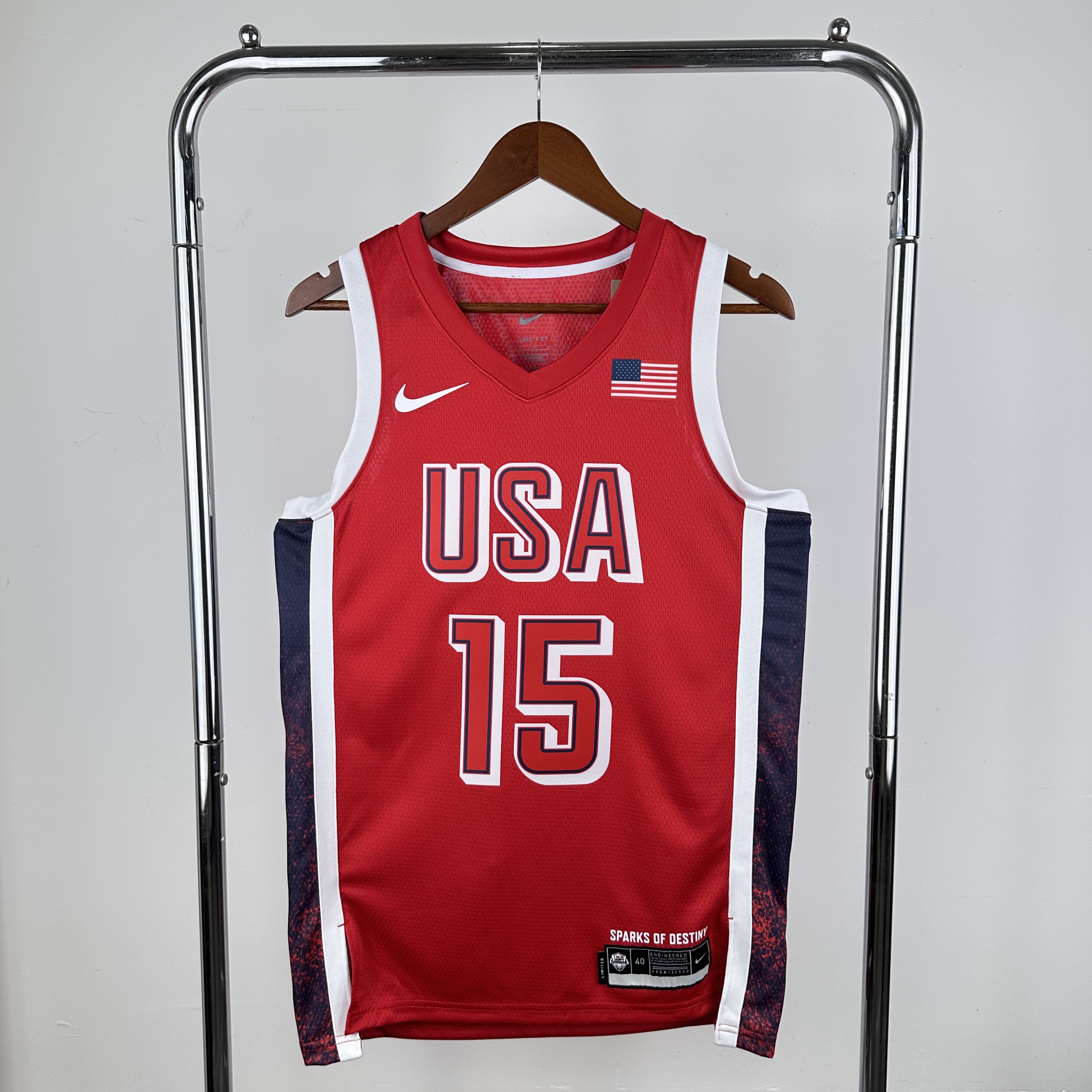 2024 Olympic USA #15 Booker Red Nike NBA Jersey->more jerseys->NBA Jersey